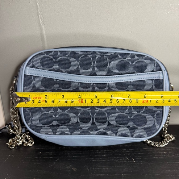 Coach Signature Jacquard Crossbody in Navy and Light Blue Trim - Picture 8 of 11